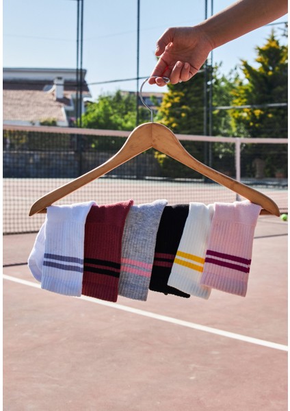 6'lı Kadın, Çizgili Kolej Tenis Çorabı, Havlu Taban modelleri