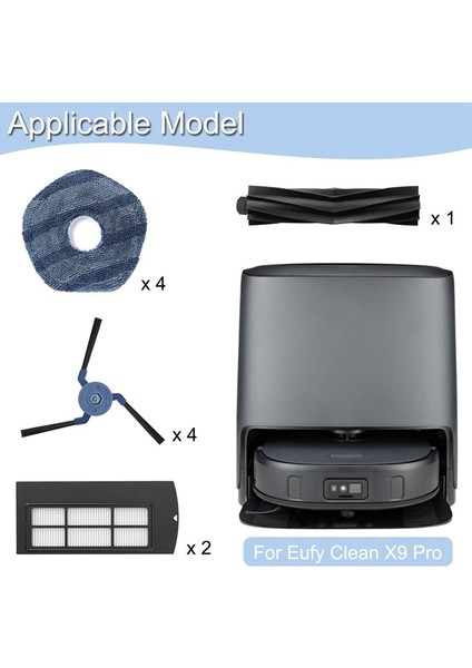 Clean X9 Pro Parçaları Aksesuarları Ana Yan Fırça Hepa Filtre Paspas Bezi Değişimi (Yurt Dışından) modelleri