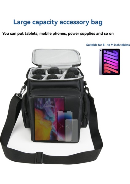 Txesign Seyahat Taşıma Mikrofon Çantası 6 Yuvalı Mikrofon Çantası Sap Askısı ve Omuz Askısı ile Mikrofon Taşıma Çantası (Yurt Dışından) indirimleri