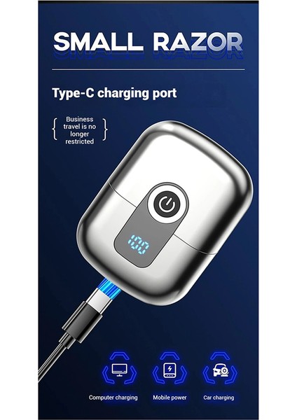 Erkek Elektrikli Tıraş Makinesi Tıraş Makinesi Manyetik Başlık Mini Taşınabilir Çift Başlıklı Tıraş Makinesi Çift Başlıklı Dijital Ekranlı Tıraş Makinesi (Yurt Dışından)