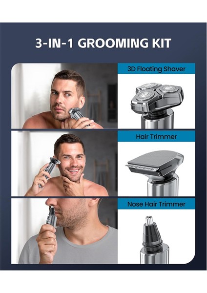 Erkek Elektrikli Tıraş Makinesi, Erkek Şarj Edilebilir Islak ve Kuru Tıraş Makinesi, Hızlı Şarj, Su Geçirmez, LED Ekran. (Yurt Dışından) indirimleri