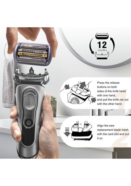 94M Elektrikli Tıraş Makinesi Yedek Başlığı Braun Series 9 Tıraş Makineleri Folyo Bıçakları 9290CC, 9291CC, 9370CC, 9293S, 9385CC, 9390CC (Yurt Dışından) fırsatları