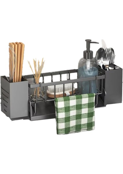 Mutfak Lavabo Düzenleyici Raf - Sabun, Sünger, Bulaşık Bezi, Havlu Için Plastik Kendiliğinden Boşalan Raf, Filtre Sepeti B (Yurt Dışından)