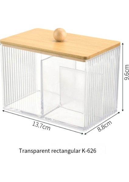 Bambu Kapaklı Qtip Tutucu, 3 Bölmeli Pamuk Topu/pulluk Dağıtıcısı, Şeffaf Plastik Banyo Kabı (Yurt Dışından) fiyatları
