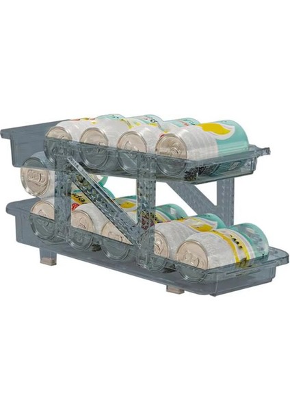 Buzdolabı Için Soda Kutusu Dağıtıcısı Buzdolabı Düzenleme Için 2 Katlı Otomatik Tekerlekli Kutu Dağıtıcısı (Sadece Raflar) A (Yurt Dışından)