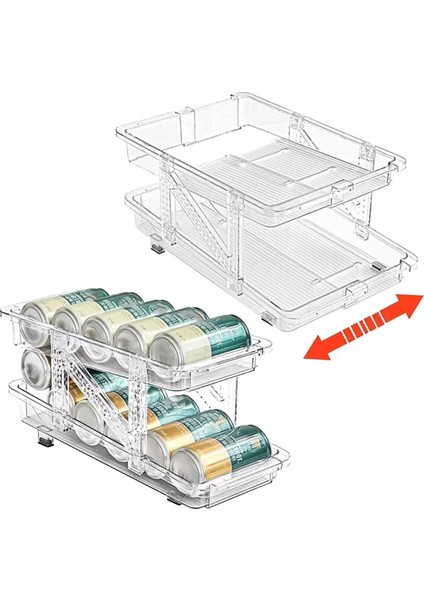 Buzdolabı Için Soda Kutusu Dağıtıcısı Buzdolabı Düzenleme Için 2 Katlı Otomatik Tekerlekli Kutu Dağıtıcısı (Sadece Raflar) A (Yurt Dışından) fiyatları
