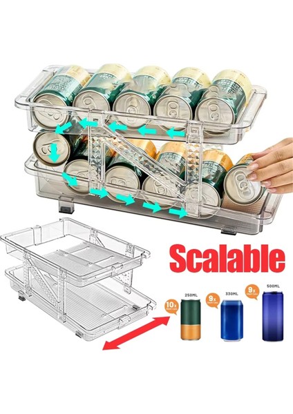 Buzdolabı Için Soda Kutusu Dağıtıcısı Buzdolabı Düzenleme Için 2 Katlı Otomatik Tekerlekli Kutu Dağıtıcısı (Sadece Raflar) A (Yurt Dışından) modelleri