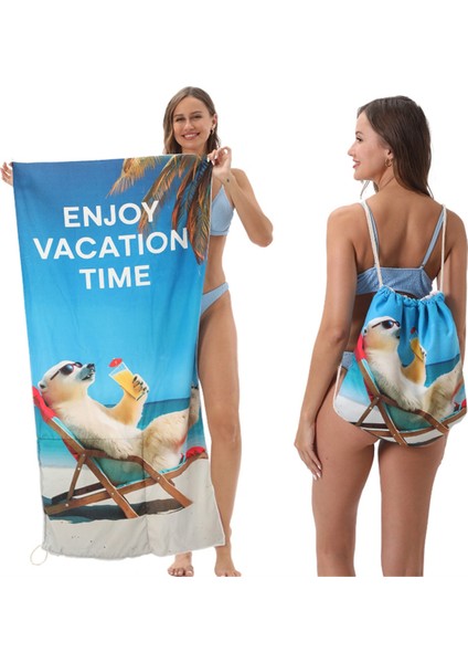 Plaj Havlusu Saklama Için 2'si 1 Arada Katlanabilir Taşınabilir Çanta, Baskılı Banyo Havluları, Depolama Özellikli Entegre Plaj Havlusu Çantası (Yurt Dışından) indirimleri