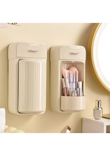 Makyaj Fırçası Saklama Kutusu Yüz Kremi Kozmetik Saklama Rafı Tuvalet Masası Duvara Monte Banyo Saklama Rafı Mavi (Yurt Dışından) fırsatları
