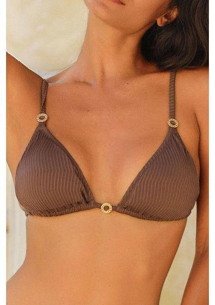Assos Mocha Kahverengi Dolgusuz Çıkarılabilir Pedli Üçgen Bikini Üst indirimleri