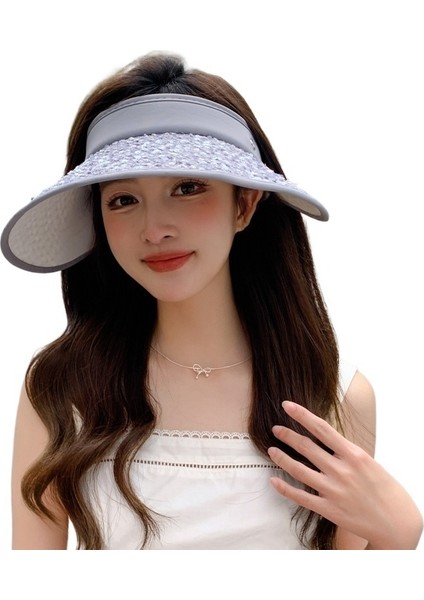 Kadınlar Için Yeni Stil Şapka, Yaz Için Geniş Siperlikli, Payetli, Içi Boş Üst Güneş Şapkası (Yurt Dışından)