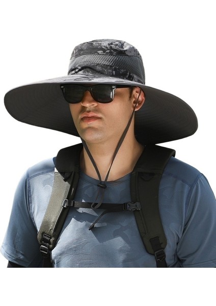 Açık Hava Eğlence Güneş Şapkası Erkek Dağcılık Balıkçı Şapkası Yaz Yüz Örtüsü Boyun Güneş Şapkası Çabuk Kuruyan Balıkçı Şapkası (Yurt Dışından)