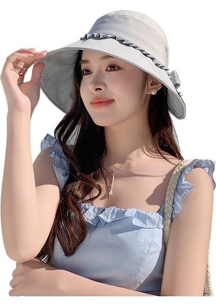 Şapka Kadın Balıkçı Şapkası 2025 Bahar Yeni Stil Hafif Lüks Üst Düzey Tatil Yaz Büyük Siperlik Güneş Koruma Şapkası Çok Yönlü (Yurt Dışından)