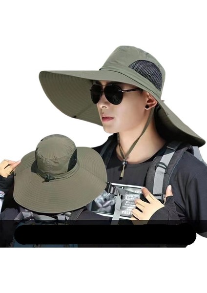 Büyük Siperlikli Şapka Erkekler Için Açık Hava Güneş Korumalı Şapka Erkekler Için Dağcılık Balıkçılık Şapkası Güneş Şapkası (Yurt Dışından)