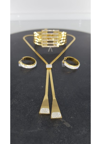 Kraliçe Gold Çelik Takı Seti 350 modelleri