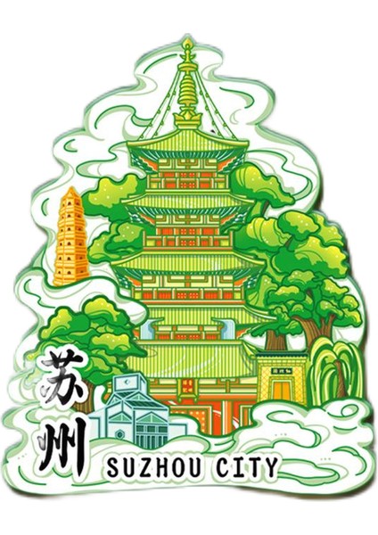 0006ÇIN Suzhou Seyahat Hediyelik Buzdolabı Çıkartmaları (Yurt Dışından)