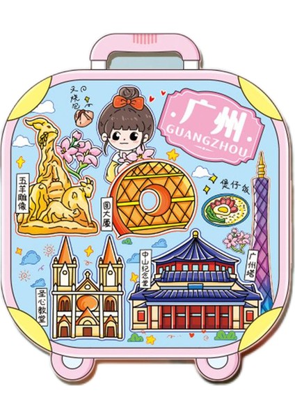 0253GUANGZHOU, Çin Seyahat Hediyelik Buzdolabı Çıkartmaları (Yurt Dışından)