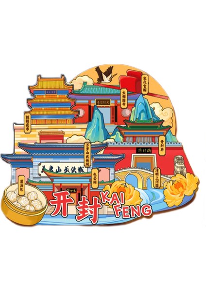 0108ÇIN Kaifeng Seyahat Hediyelik Buzdolabı Çıkartmaları (Yurt Dışından)