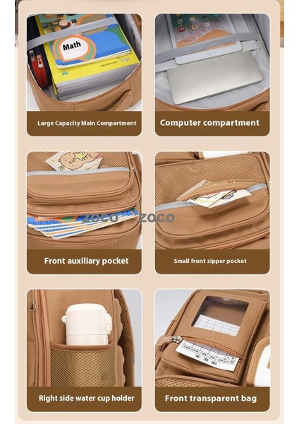 Çocuk Okul Çantası Ilkokul Öğrencileri Bir, Iki, Üç Ila Altı Sınıflar Büyük Kapasiteli Sevimli Raglan Desen Omuz Sırt Çantaları (Yurt Dışından) indirimleri