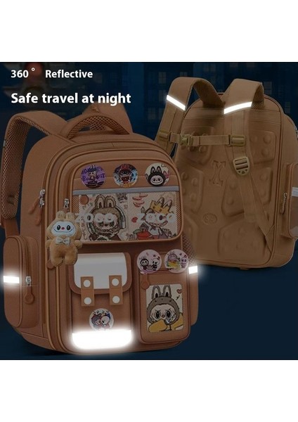 Çocuk Okul Çantası Ilkokul Öğrencileri Bir, Iki, Üç Ila Altı Sınıflar Büyük Kapasiteli Sevimli Raglan Desen Omuz Sırt Çantaları (Yurt Dışından) modelleri