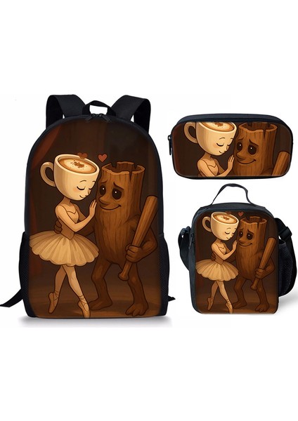 Shanhaijing Ahşap Çubuk Adam Brainrot Ilkokul ve Ortaokul Öğrenci Sırt Çantası Üç Parçalı Sırt Çantası Yemek Çantası Kalem Çantası (Yurt Dışından)