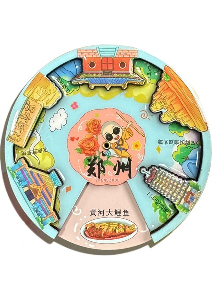 0137ÇIN Zhengzhou Seyahat Hediyelik Buzdolabı Çıkartmaları (Yurt Dışından)