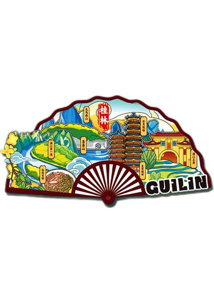 0305 Çin Guilin Seyahat Hediyelik Buzdolabı Çıkartmaları (Yurt Dışından)