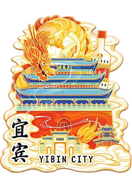 0049ÇIN Yibin Seyahat Hediyelik Buzdolabı Çıkartmaları (Yurt Dışından)