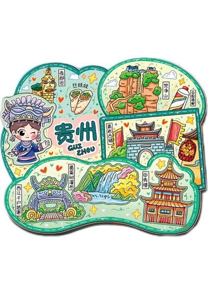 0221ÇIN Guizhou Seyahat Hediyelik Buzdolabı Çıkartmaları (Yurt Dışından)