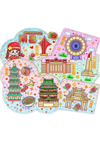 0243ÇIN Nanchang Seyahat Hediyelik Buzdolabı Çıkartmaları (Yurt Dışından)