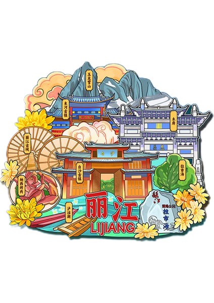 0101ÇIN Lijiang Seyahat Hediyelik Buzdolabı Çıkartmaları (Yurt Dışından)