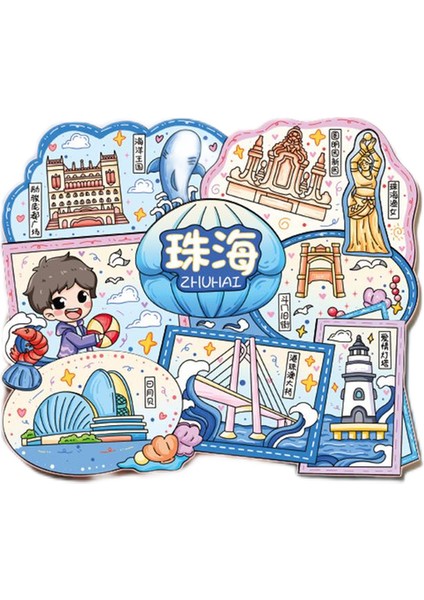 0227ÇIN Zhuhai Seyahat Hediyelik Buzdolabı Çıkartmaları (Yurt Dışından)