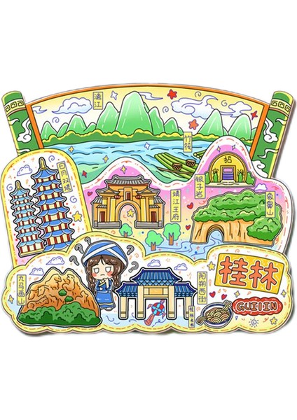 0192ÇIN Guilin Seyahat Hediyelik Buzdolabı Çıkartmaları (Yurt Dışından)