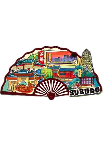 0314ÇIN Suzhou Seyahat Hediyelik Buzdolabı Çıkartmaları (Yurt Dışından)