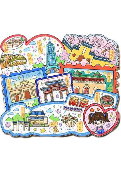 0199NANJING, Çin Seyahat Hediyelik Buzdolabı Çıkartmaları (Yurt Dışından)