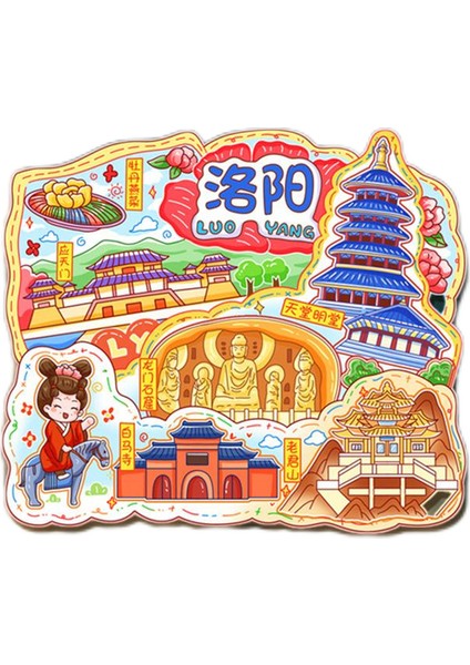 0198ÇIN Luoyang Seyahat Hediyelik Buzdolabı Çıkartmaları (Yurt Dışından)