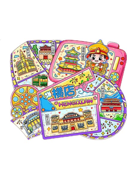 0245ÇIN Hengdian Seyahat Hediyelik Buzdolabı Çıkartmaları (Yurt Dışından)