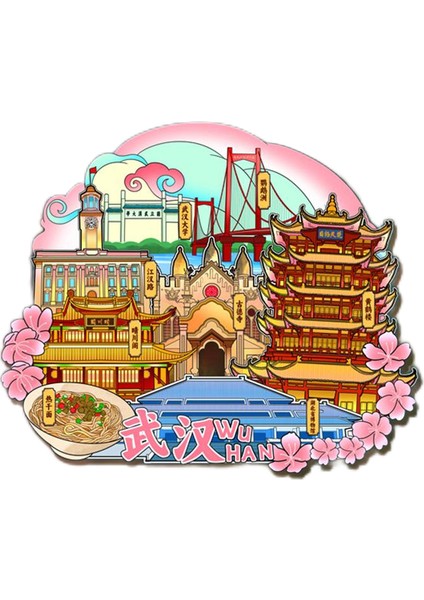 0096WUHAN Çin Seyahat Hatıra Buzdolabı Çıkartmaları (Yurt Dışından)