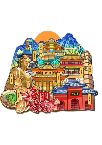 0090ÇIN Luoyang Seyahat Hediyelik Buzdolabı Çıkartmaları (Yurt Dışından)