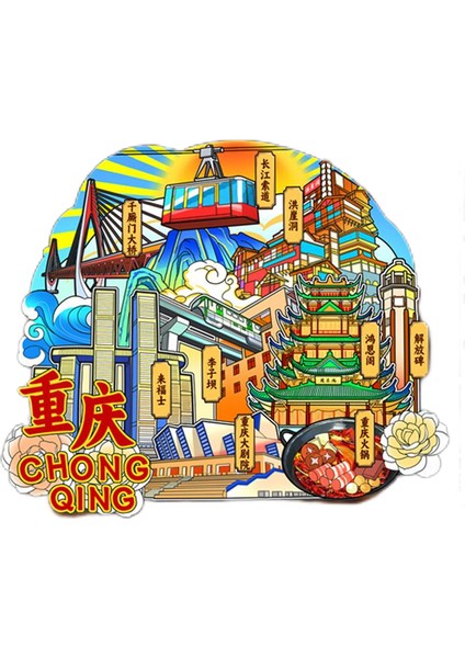 0099CHONGQING Çin Seyahat Hediyelik Buzdolabı Çıkartmaları (Yurt Dışından)