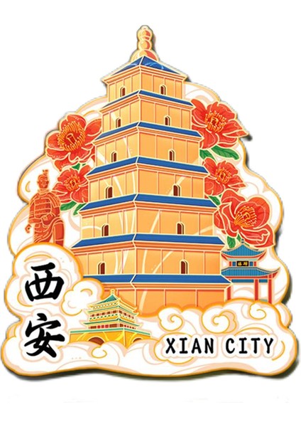 0009ÇIN Xi'an Seyahat Hediyelik Buzdolabı Çıkartmaları (Yurt Dışından)