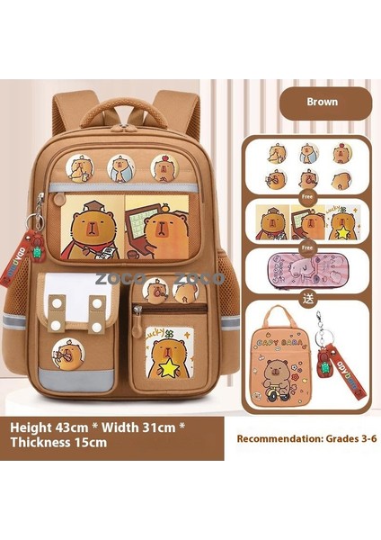 Kapi Bara Karikatür Ilkokul Öğrencileri Okul Çantası 1-6 Sınıflar Büyük Kapasiteli Çocuk Omuz Çantası Giymek (Yurt Dışından)