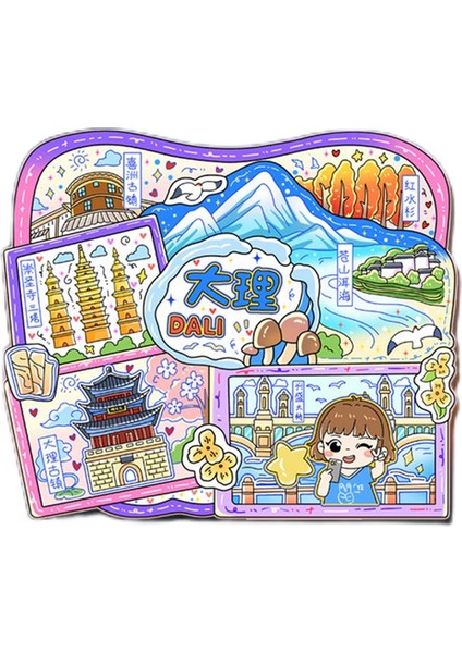 0193ÇIN Dali Seyahat Hediyelik Buzdolabı Çıkartmaları (Yurt Dışından)