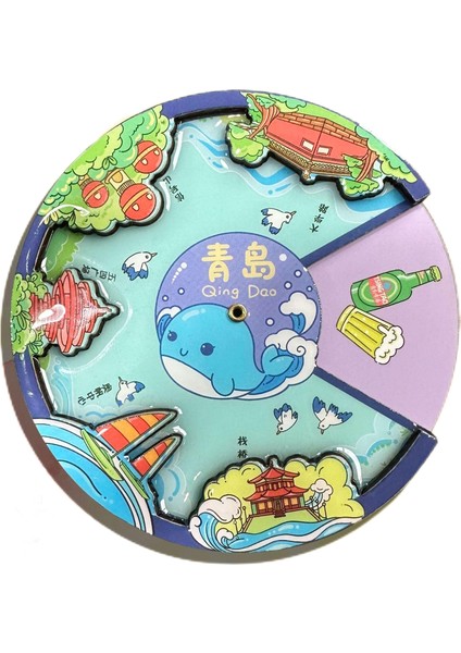 0132QINGDAO, Çin Seyahat Hediyelik Buzdolabı Çıkartmaları (Yurt Dışından)