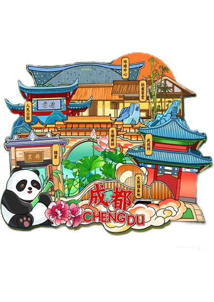 0083CHENGDU Çin Seyahat Hatıra Buzdolabı Çıkartmaları (Yurt Dışından)