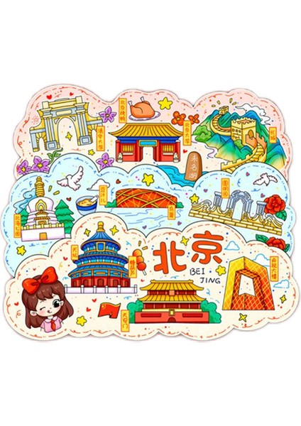 0189BEIJING China Seyahat Hediyelik Eşya Buzdolabı Çıkartmaları (Yurt Dışından)