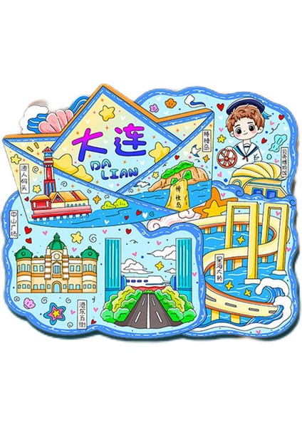 0229ÇIN Dalian Seyahat Hediyelik Buzdolabı Çıkartmaları (Yurt Dışından)