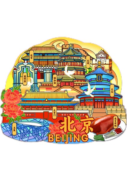 0082PEKIN Çin Seyahat Hatırası Buzdolabı Çıkartmaları (Yurt Dışından)