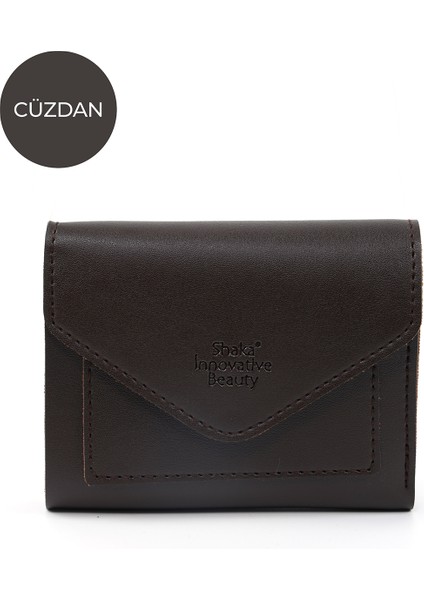 Kahve Rengi SHK67 Suni Deri Bozuk ve Kağıt Para Bölmeli Çıtçıtlı Kartlıklı Zarf Model Cepli Cüzdan