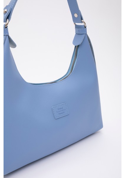 Mavi SHK82 Baget Model Tek Bölmeli Kadın Suni Deri Kol ve Omuz Çantası